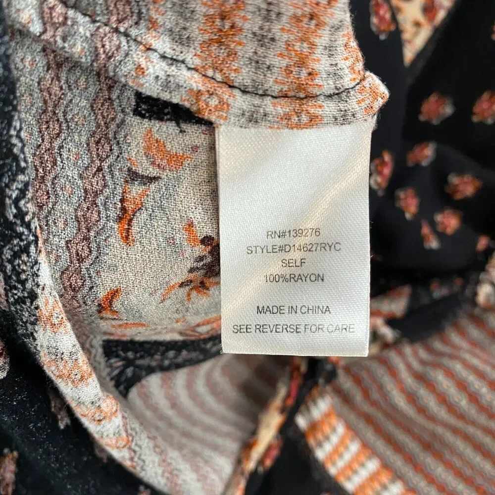 Daniel Rainn Top Size M Patchwork Button Up Boho Prairie Hippie‎ Peasant Western